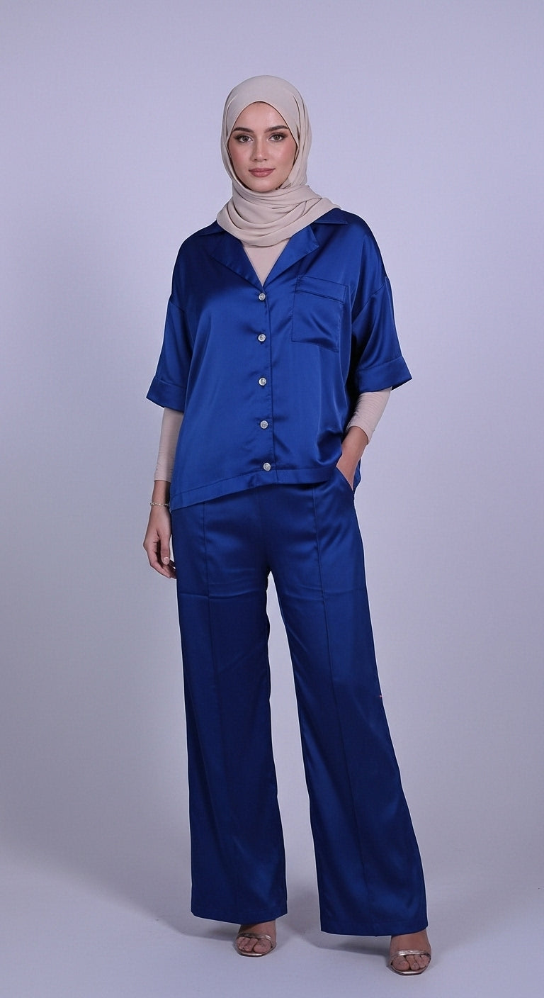 Buttoned Satin Set